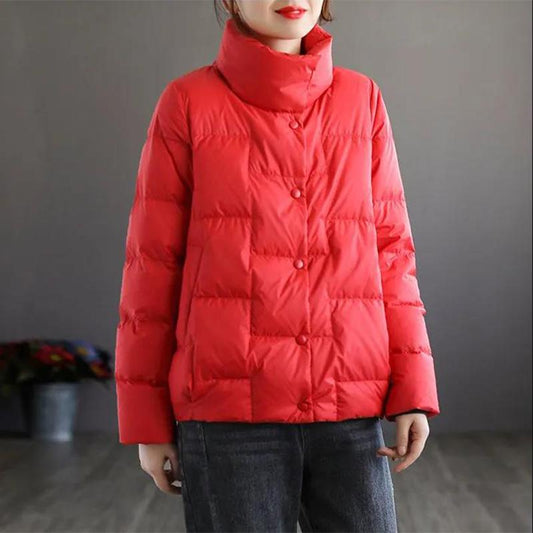 2021 New Winter Women Down Coat Ultralight Collarless Duck Down Jacket Portable Female Padded Parkas Stand Collar Puffer Overcoat