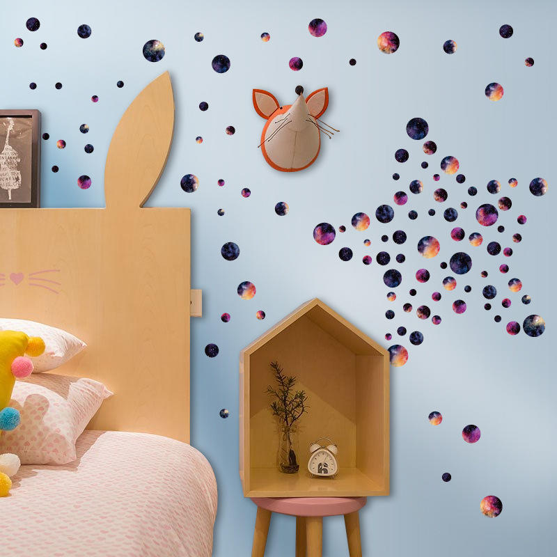 Star circle bedroom porch cabinet TV wall glass window kindergarten free decorative wall stickers