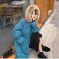 Cotton Jacket Female Winter Student Korean Style Loose Big Fur Collar Mid-length Bread Coat Cotton Jacket