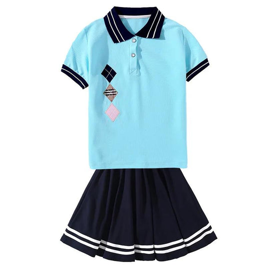 Primary School Kindergarten Uniforms Summer Short-sleeved School Uniform Suit British College Style Class Clothes