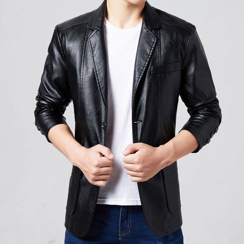 Leather Suit Men's Business Casual Young Middle-aged Leather Men's Jacket Jacket Large Size Plus Velvet