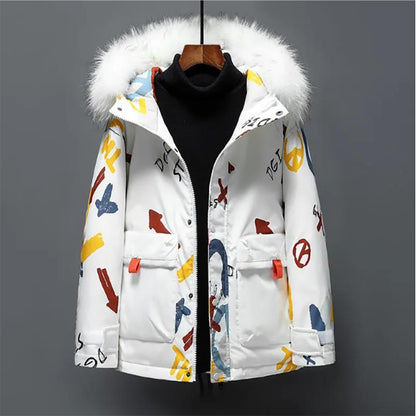 Little Devil Down Jacket Men's Tide Brand Thicken Plus Fleece Fresh Chinese Style Winter Jacket