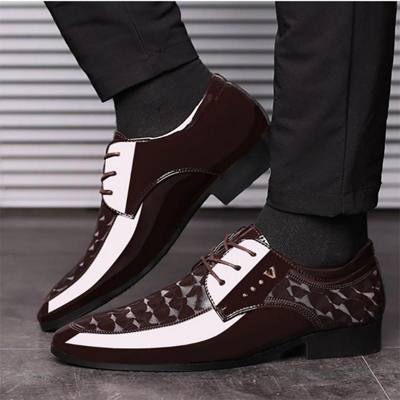 Men's Business Casual Lace-up Leather Shoes Korean Formal Dress Black Pointed Increase Wedding Shoes