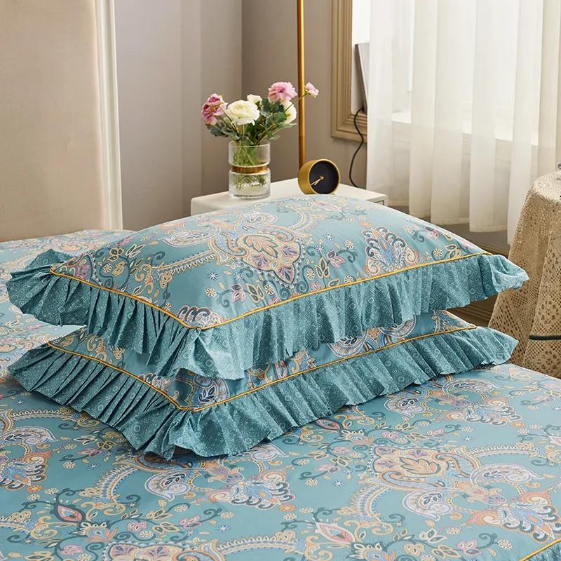 Cotton Print Lace Pillowcase Plus Size Thickened Zipper Pillowcase Single Double Bedroom Bedding