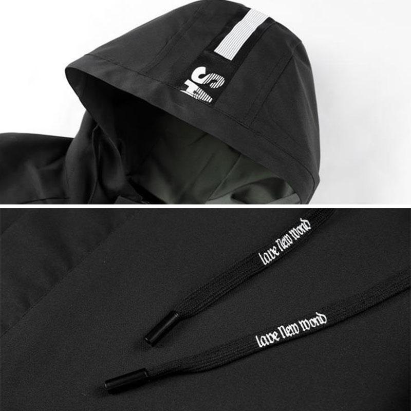 Spring Long Boutique Jacket Men Hooded Workwear Casual Loose Coat Trendy Comfortable Windbreaker