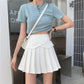 Women's Summer Pleated Skirts Button Design Irregular High Waist Slim A-line Skirts Safety Pants Lining Mini Skirts All Match Casual Tennis Skirt