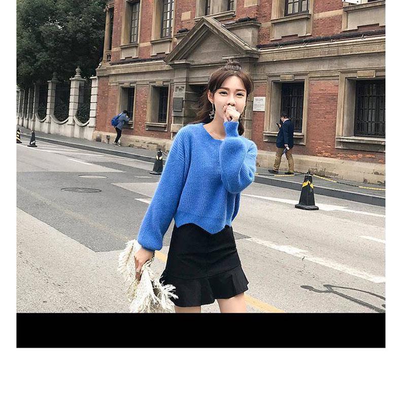 Autumn Winter Women's Knitted Pullovers Sweater O-NECK Lantern Sleeve Mink Cashmere Thick Keep Warm