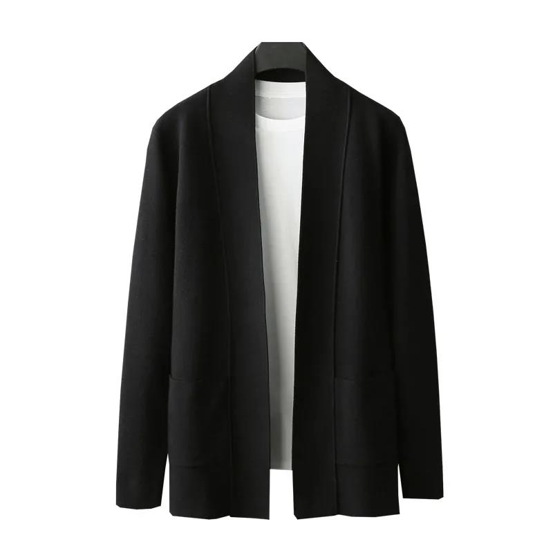 Autumn Mid-length Cardigan Sweater Men's Korean Version of The Trend of Knit Sweater Personality Thin Coat Youth Line Clothes Outer Wear