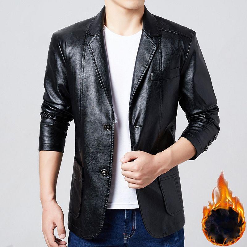 Leather Suit Men's Business Casual Young Middle-aged Leather Men's Jacket Jacket Large Size Plus Velvet