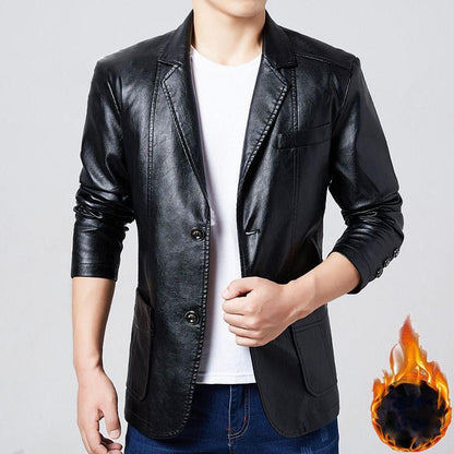 Leather Suit Men's Business Casual Young Middle-aged Leather Men's Jacket Jacket Large Size Plus Velvet