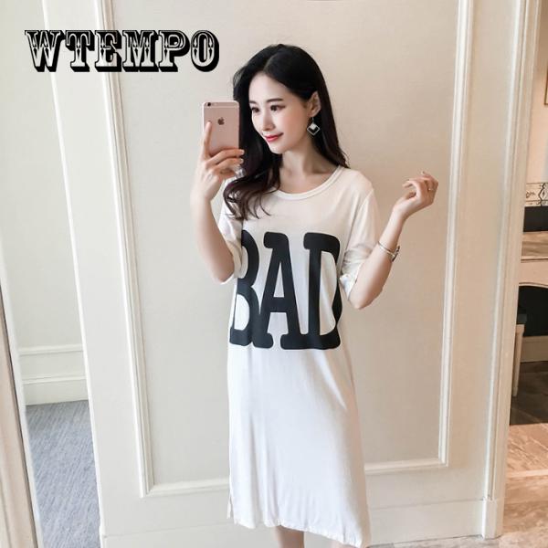 Street Style Number Printed Short Sleeved Mini Dresses Casual Plus Size Pullover Tshirt Dress Tops