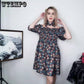 Bohemian Unique Design Woman Summer Retro Floral Dress Elastic Waist Puff Sleeve Pleated Sexy Off-shoulder Party Dress