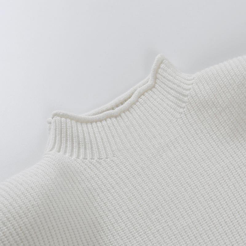 Turtleneck Autumn Winter Solid Wool Knit Sweater New Sexy Temperament High Neck Short Sleeve Sweater Top Women