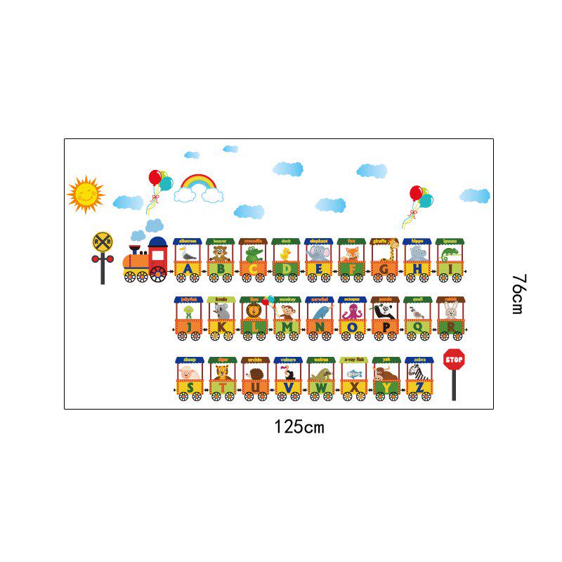 [Wall sticker ]Cartoon English Letter Train Children Wall Stickers For Kids Rooms Nursery Baby Bedro