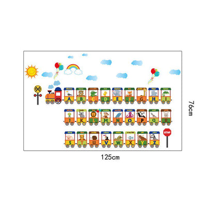 [Wall sticker ]Cartoon English Letter Train Children Wall Stickers For Kids Rooms Nursery Baby Bedro