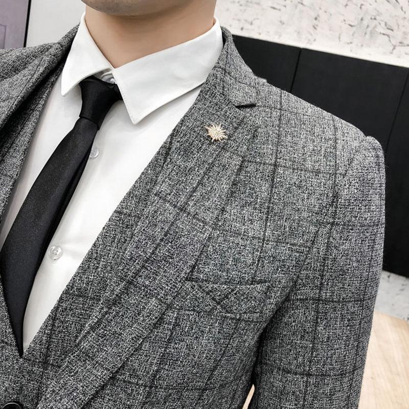 Groom Handsome Wedding Dress Male Fashion Solid Color Suit Business Casual Jacket Pants Suit