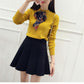 Autumn and Winter Knitted Long-sleeved Sweater Pullover Solid Color Round Neck Blouse Bow Tie Fashion Women's Bottoming Shirt