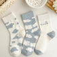 Three Pairs of Women's Tube Socks Pure Cotton Blue Couple Socks Blue College Style Socks