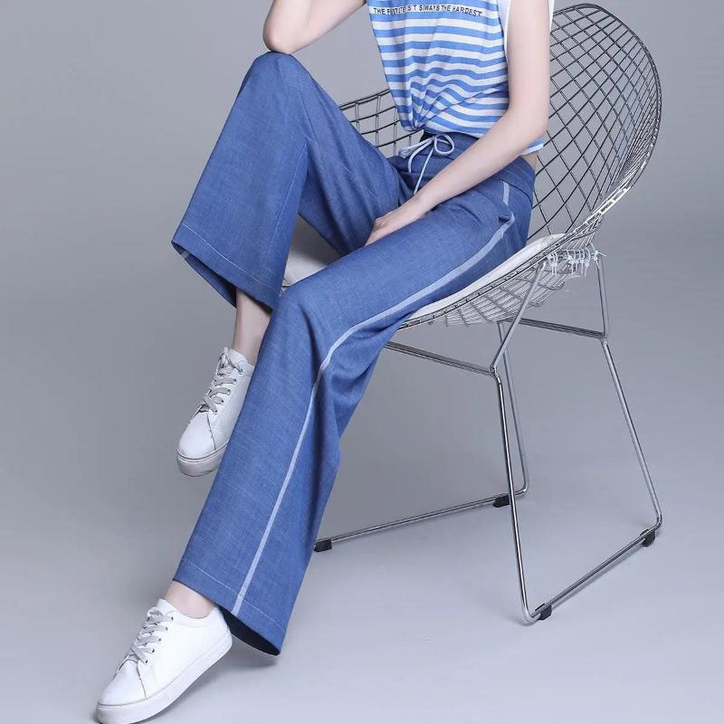 Women's Jeans Straight Loose Pants Summer High Waist Thin Wide-leg Pants Drape Trousers