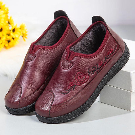 Cotton Shoes Women's Warm and Comfortable Leather Shoes Flat-soled Non-slip Soft-soled Waterproof Winter Shoes
