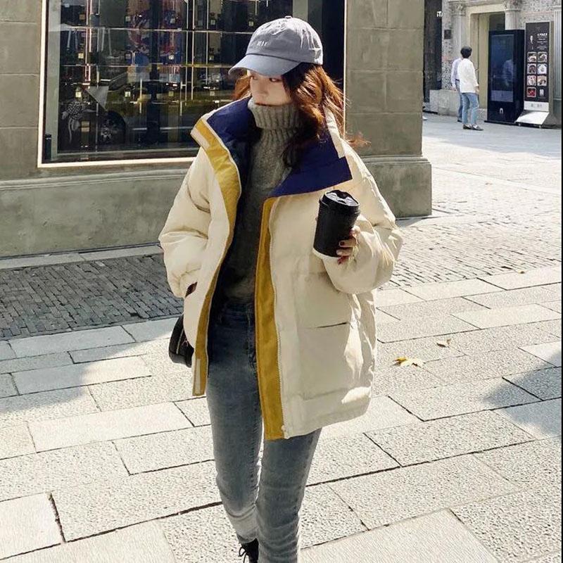 Winter Women's Down Jacket Korean Fashion Loose Cotton-padded Jacket Thick Warmth Short Stand-up Collar Cotton Jacket