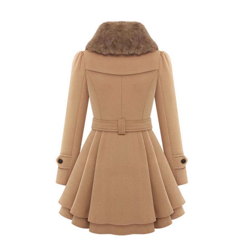 Women European Beauty In the Long Section of Woolen Coat Double-breasted Thick Coat
