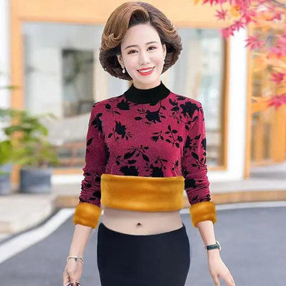 Autumn and Winter Foreign Style All-match Plus Size Pullovers Velvet Thick High-neck Bottoming Shirt Women's Inner Tops