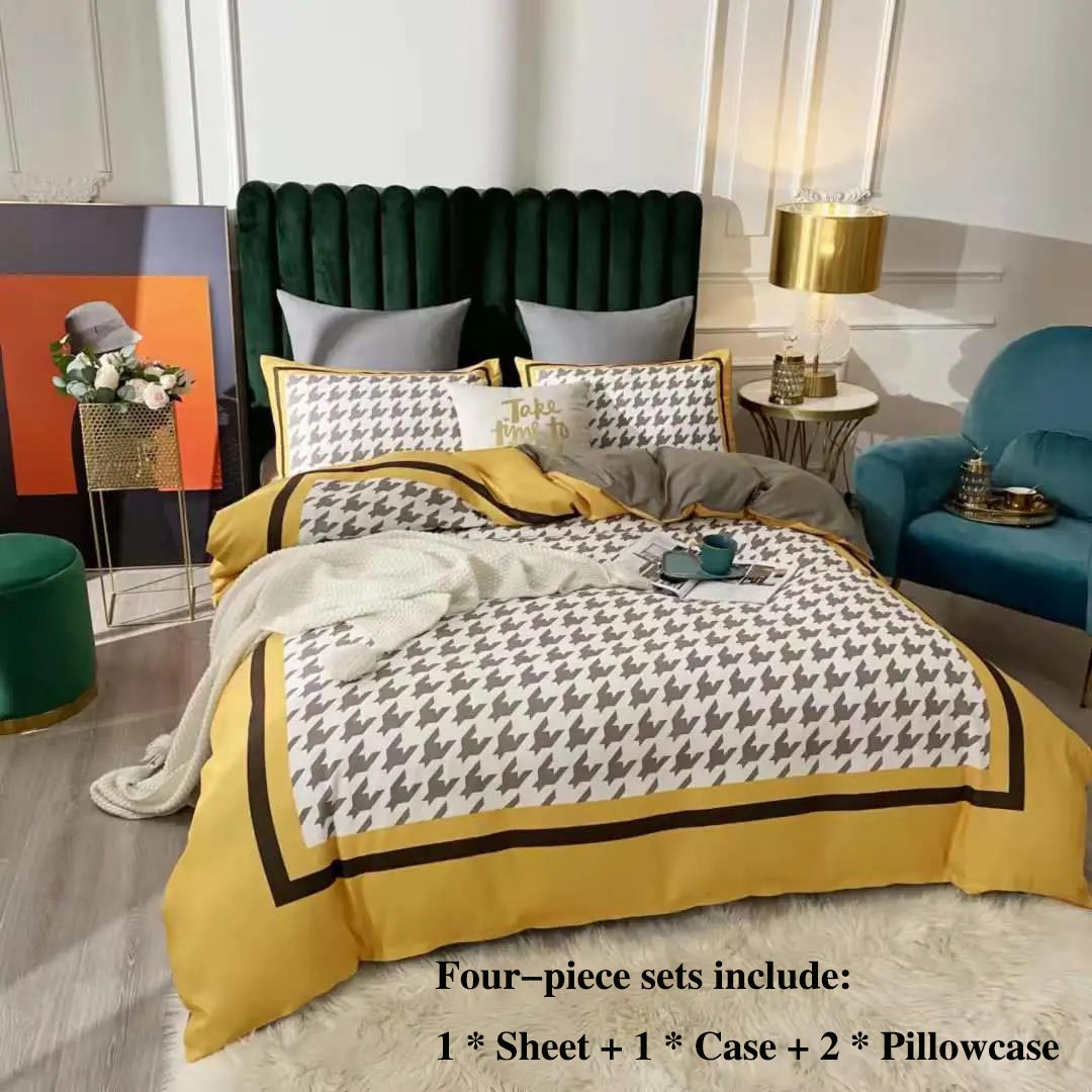 Thickened Grinding Long Velvet Wool Twill Four Sets of Leopard Striped Cotton Quilt Cover Single Tribute Cotton Bed Set 1.8 M 2 Meter Bed