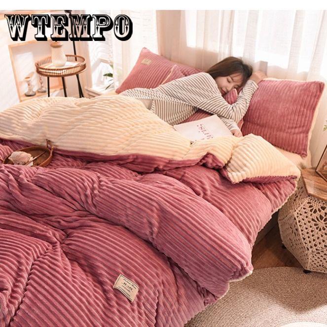 Flange Four-piece Set of Warm Plus Velvet Bed Set Down Shirt Set Comfortable Suit Winter Warm Plush Down Cover
