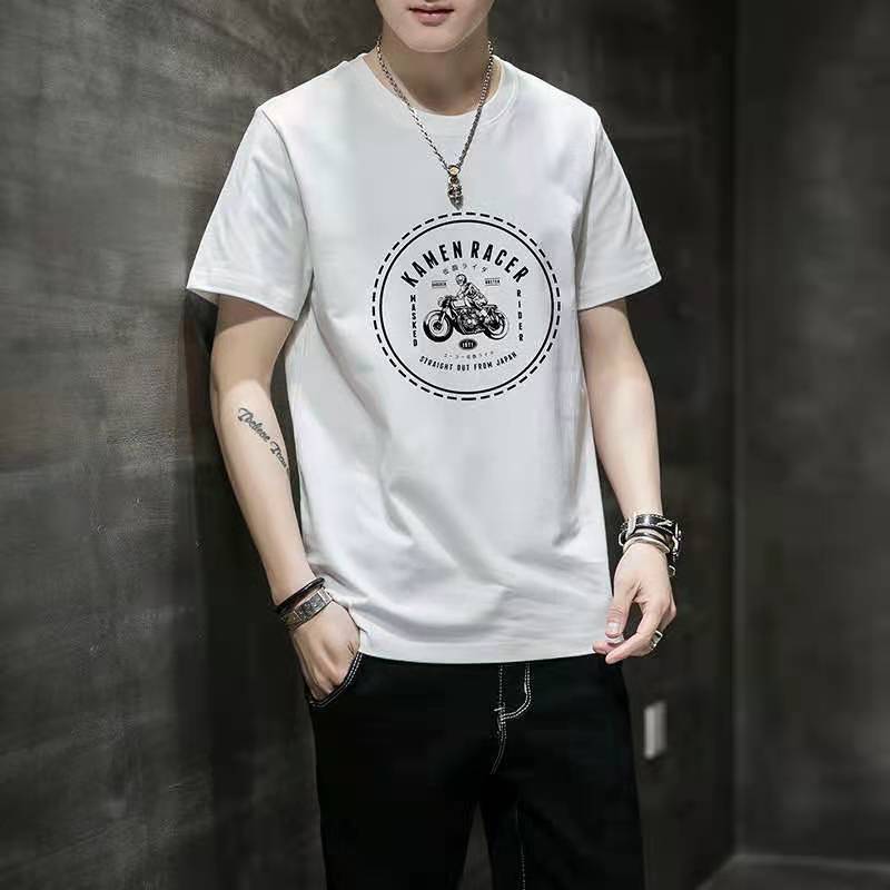 Summer Short-sleeved Cotton T-shirt Men's Casual Trend Loose Large Size Men's T-shirt Top