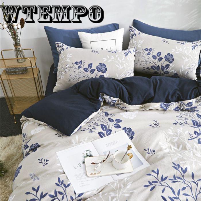 WTEMPO Fashion simple skin-friendly breathable bed sheet Quilt cover pillowcase bedding 3/4pcs