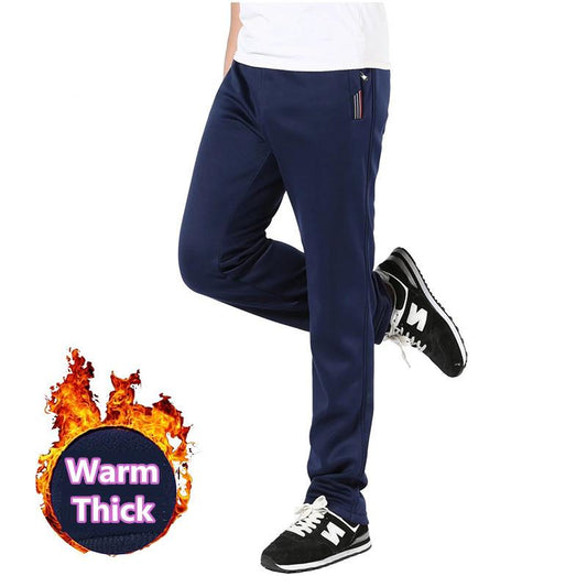 Men's Fall Winter Casual Thick Sports Pants Loose Large Size Casual Steetwear Trousers Straight-leg Pants Elatic Waist Drawstring Plus Velvet Pants