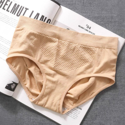 4Pcs/Set 3D Honeycomb Belly-lifting Butt-lifting Panties Women's Seamless Cotton Crotch Solid Color Mid-waist Briefs