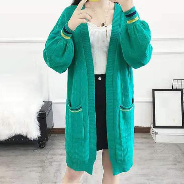 Autumn and Winter Mid-length Knitted Cardigan Loose Casual Sweater Long-sleeved All-match