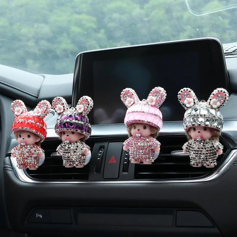 Crystal Rabbit Ears Doll Aroma Diffuser Car Creative Decoration Accessories Air Conditioning Outlet Plug-in