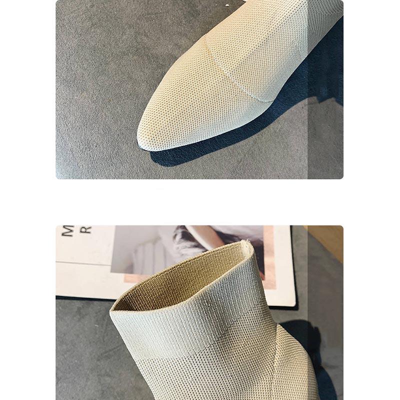 Flock Ankle Boots Women for Autumn Winter Fashion Pointed Toe Heel Woman Chelsea Boots Plus Size