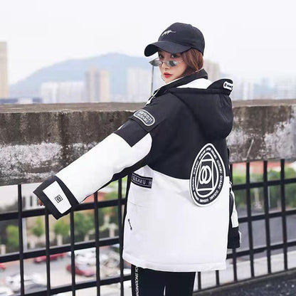 Couple Down Jacket Women Mid-length Korean Version Ins Loose Large Size Thick Winter Tooling Jacket White Duck Down Warm Jacket