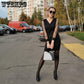 V-Neck Sexy Black Dress Women Sequins Voile Transparent Bodycon Dresses Summer Night Party Luxury Slim Fit Dresses