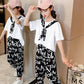 Girls Summer Suits Children's Short-sleeved Nine-point Trousers Anti-mosquito Pants Thin Comfortable and Loose Two-piece Set