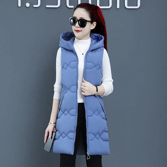 Korean Version of Slim Down Cotton Women's Vest Mid-length Fashion Vest Winter