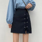 Women's Sexy Short Cross Straps Solid Zipper Split Mini Skirt Mid Waist A-line Pencil Skirts