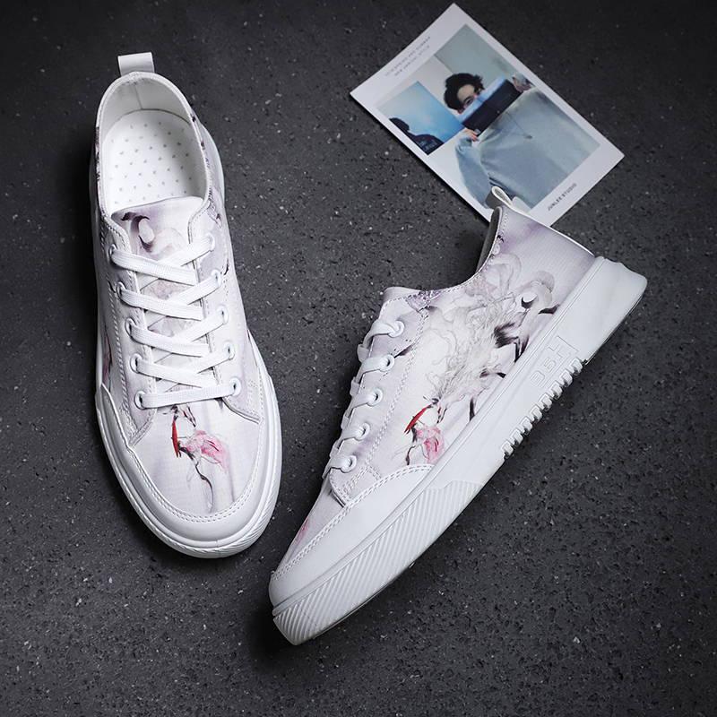 Chinese style canvas shoes for men Board shoes Men's trendy graffiti personality casual shoes