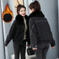 Big Fur Collar Short Padded Jacket Women Plus Velvet Thick Denim Jacket Loose Warm and Comfortable Cotton Coat