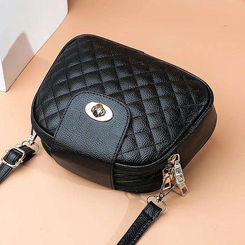 Spring and Summer Ladies One-shoulder Messenger Mini Bag Fashion Rhombus Female Bag Three-layer Bag Small Round Bag Female