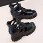 Women's Platform Sandals Hollow Breathable Boots Summer Wedge Heel Mesh Fish Mouth Shoes