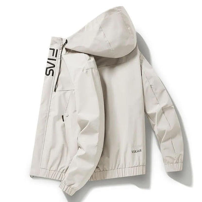 Spring and Autumn Men's Jacket Hooded Coat Colorblock Printing Top Trend Simple Bomber Jacket Zipper Sportwear