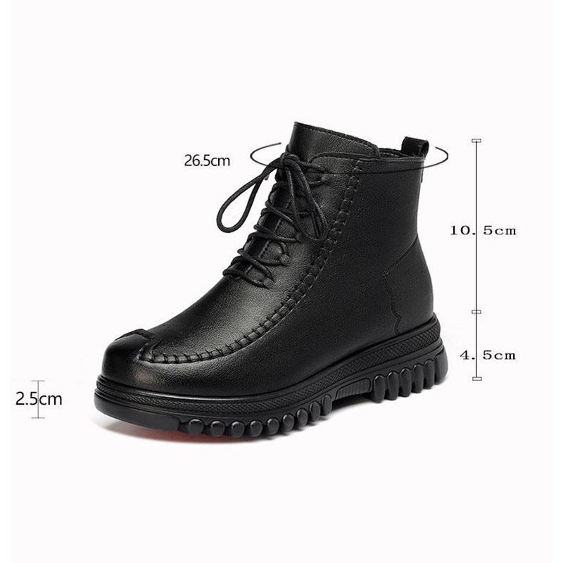 Short Boots Plus Velvet Winter Flat Non-slip Soft Leather Cotton Shoes Martin Boots Warm Sports Shoes Leather Shoes Waterproof
