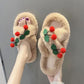 Autumn and Winter Women's Cotton Slippers Plush Slippers Fashionable Outside Wear All-match Flat-soled Flat Shoes