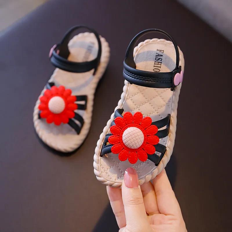 Children's Summer Outdoor Cool Shoes Girl's Large Size Color Matching Soft Sole Flower Sandals