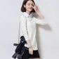 Autumn/winter Lapel Pullover Sweater Women's Plus Size Korean Style Slim Short Fake Two-piece Sweater Sweet Patchwork Knit Sweater Outwear